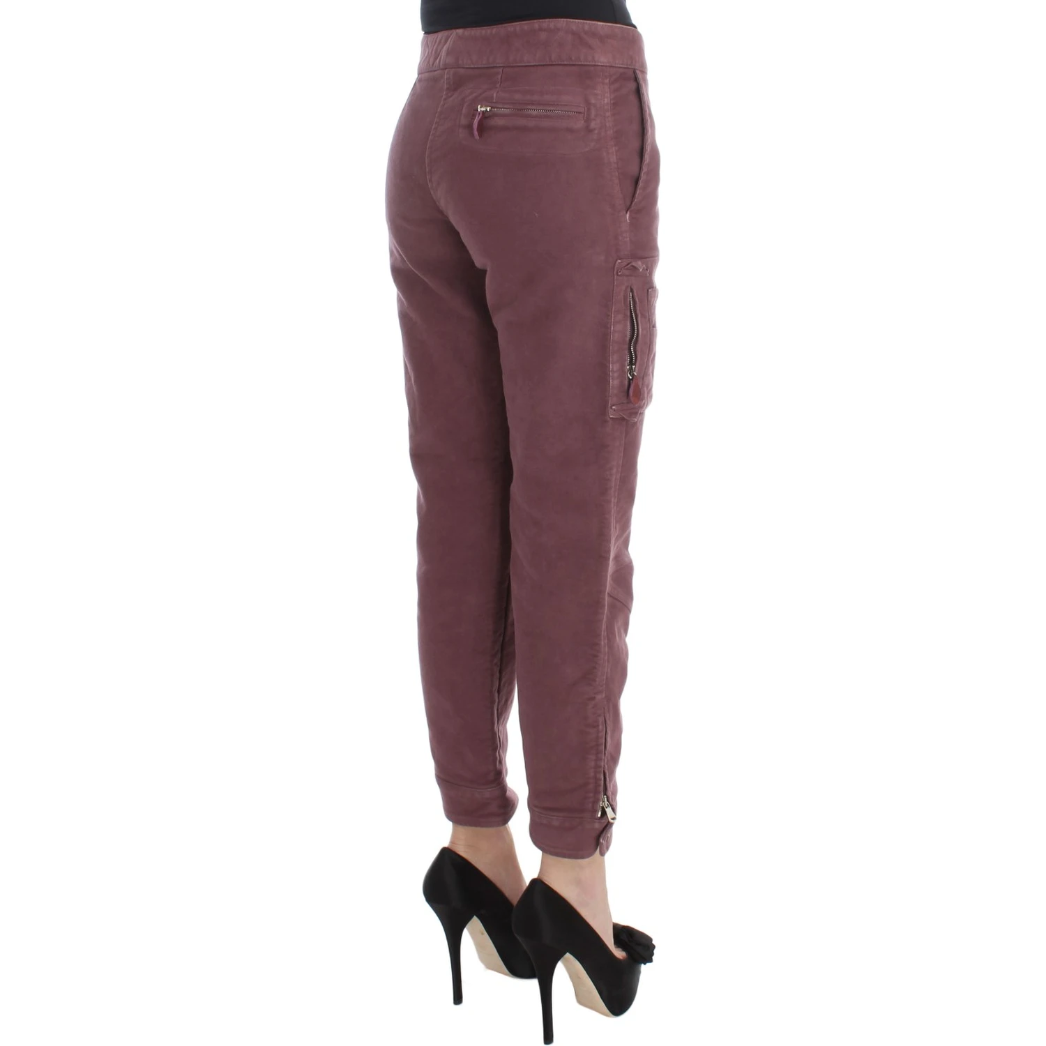 Bordeaux Cotton Cropped Cargo Pants