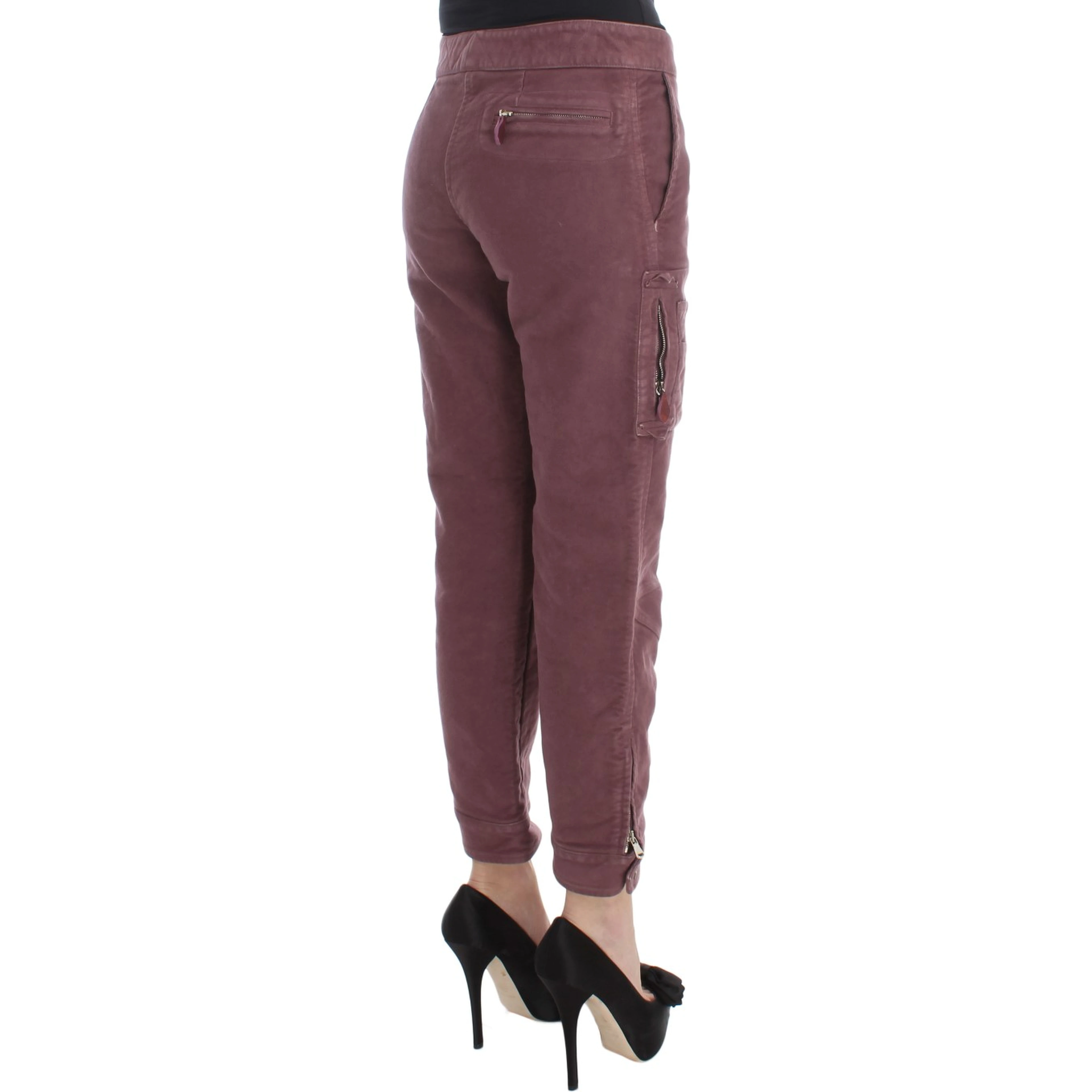 Bordeaux Cotton Cropped Cargo Pants