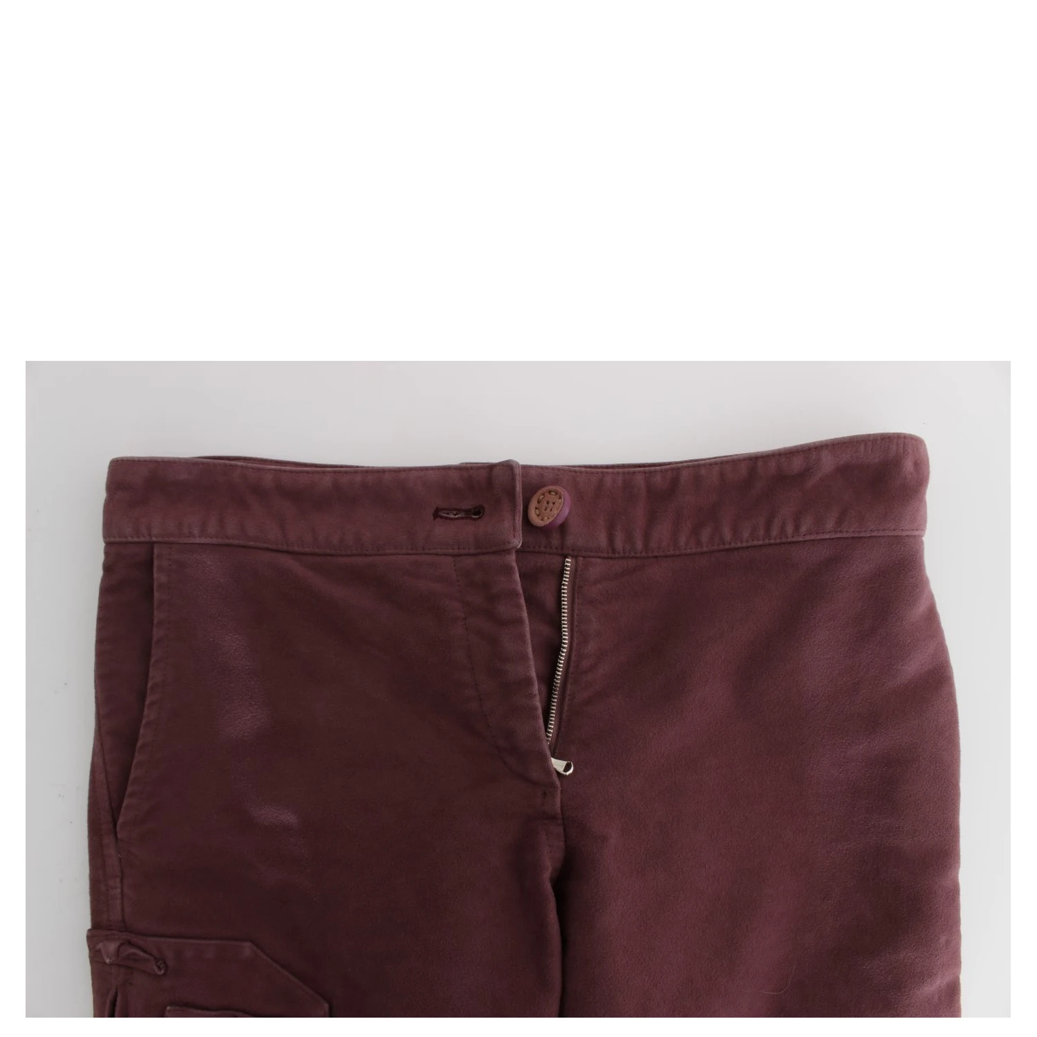 Bordeaux Cotton Cropped Cargo Pants