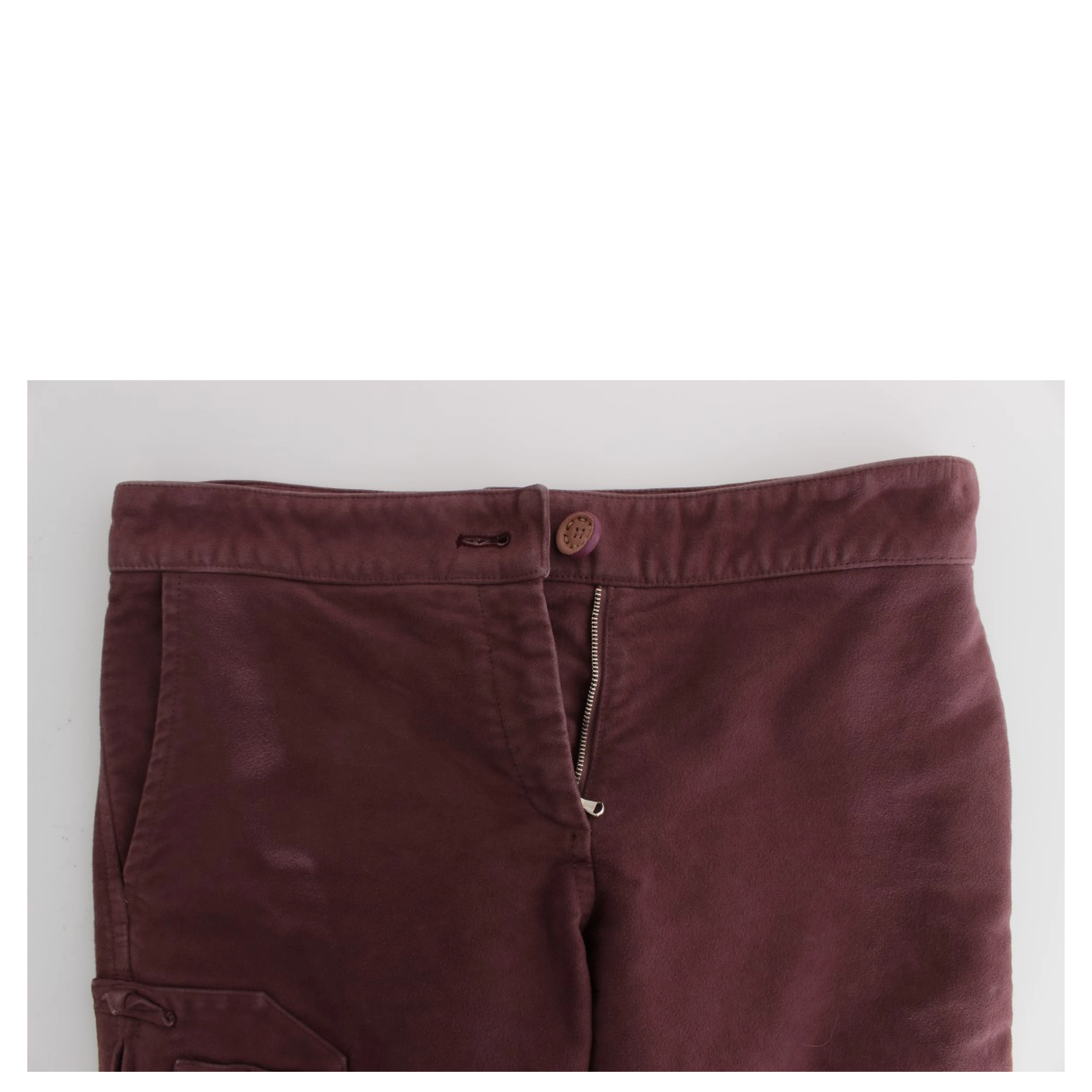 Bordeaux Cotton Cropped Cargo Pants