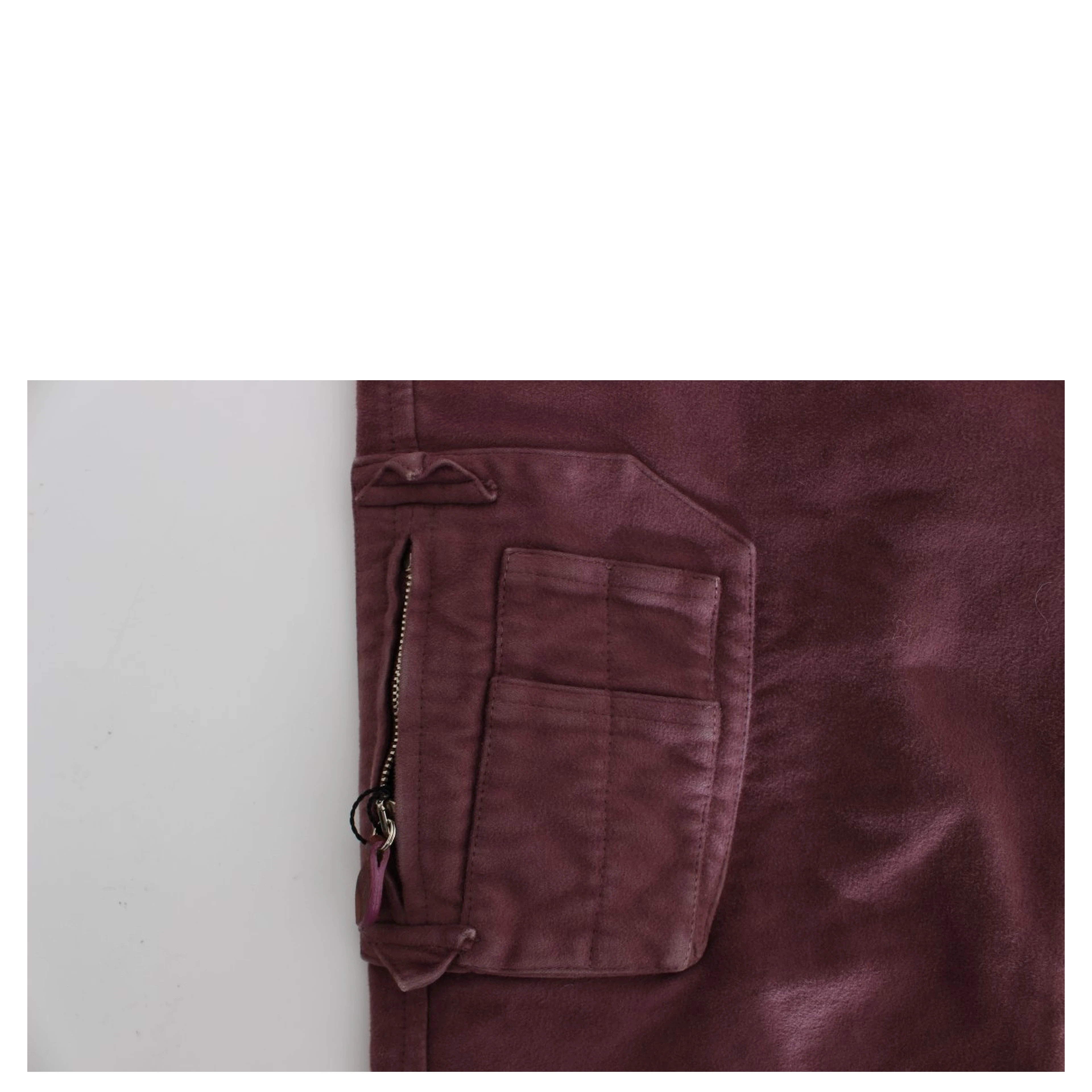 Bordeaux Cotton Cropped Cargo Pants
