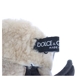 Gray Wool Shearling Studded Blue Leopard Gloves