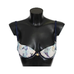Blue Printed Nylon Reggiseno Bra Underwear