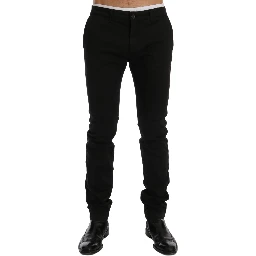 Black Cotton Stretch Chinos Pants