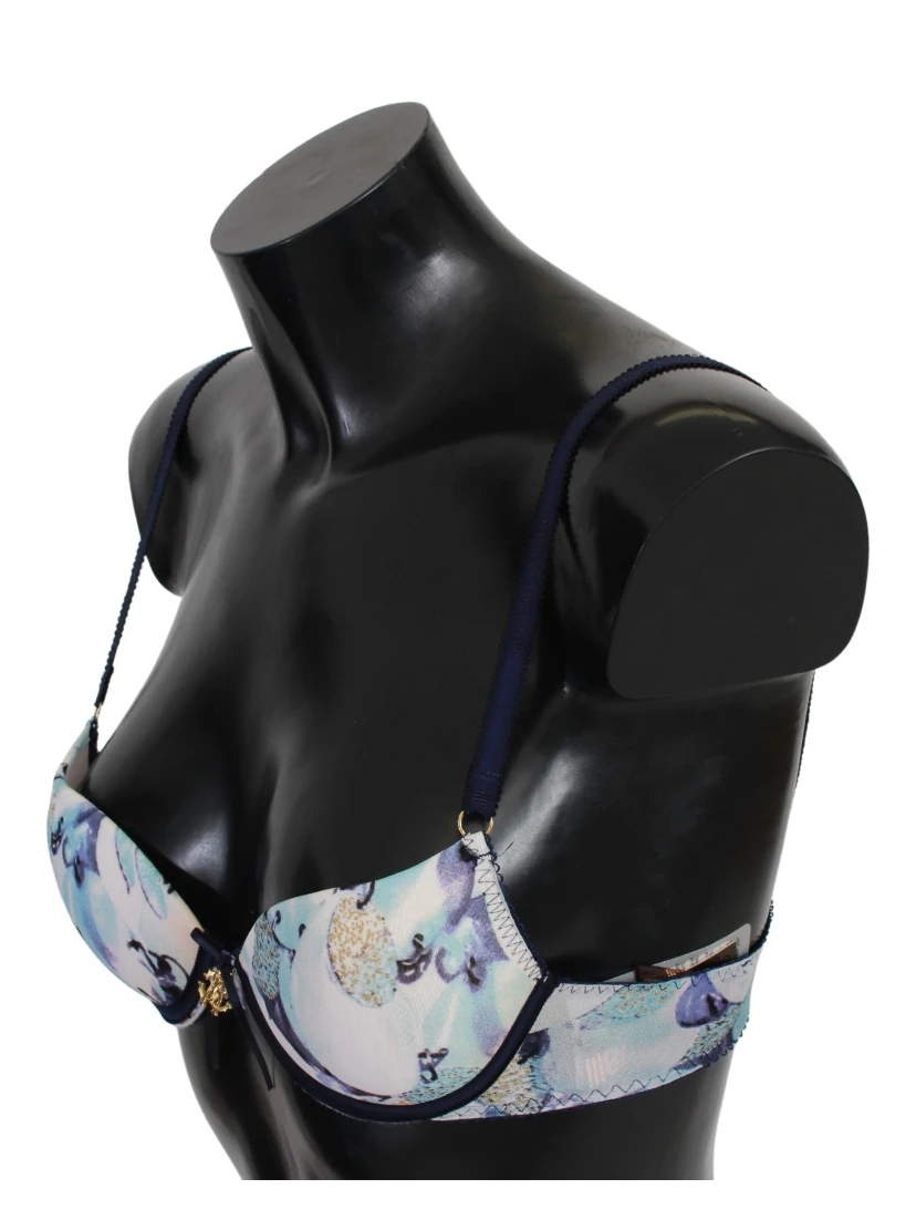 Blue Printed Nylon Reggiseno Bra Underwear