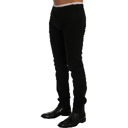 Black Cotton Stretch Chinos Pants