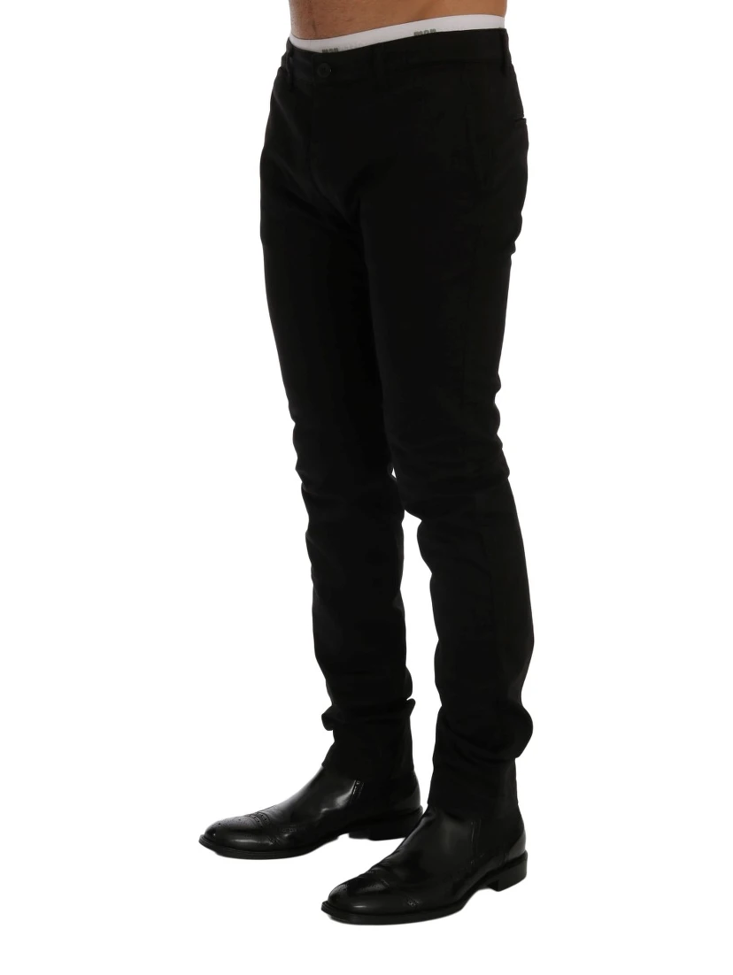 Black Cotton Stretch Chinos Pants