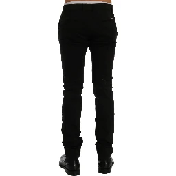 Black Cotton Stretch Chinos Pants