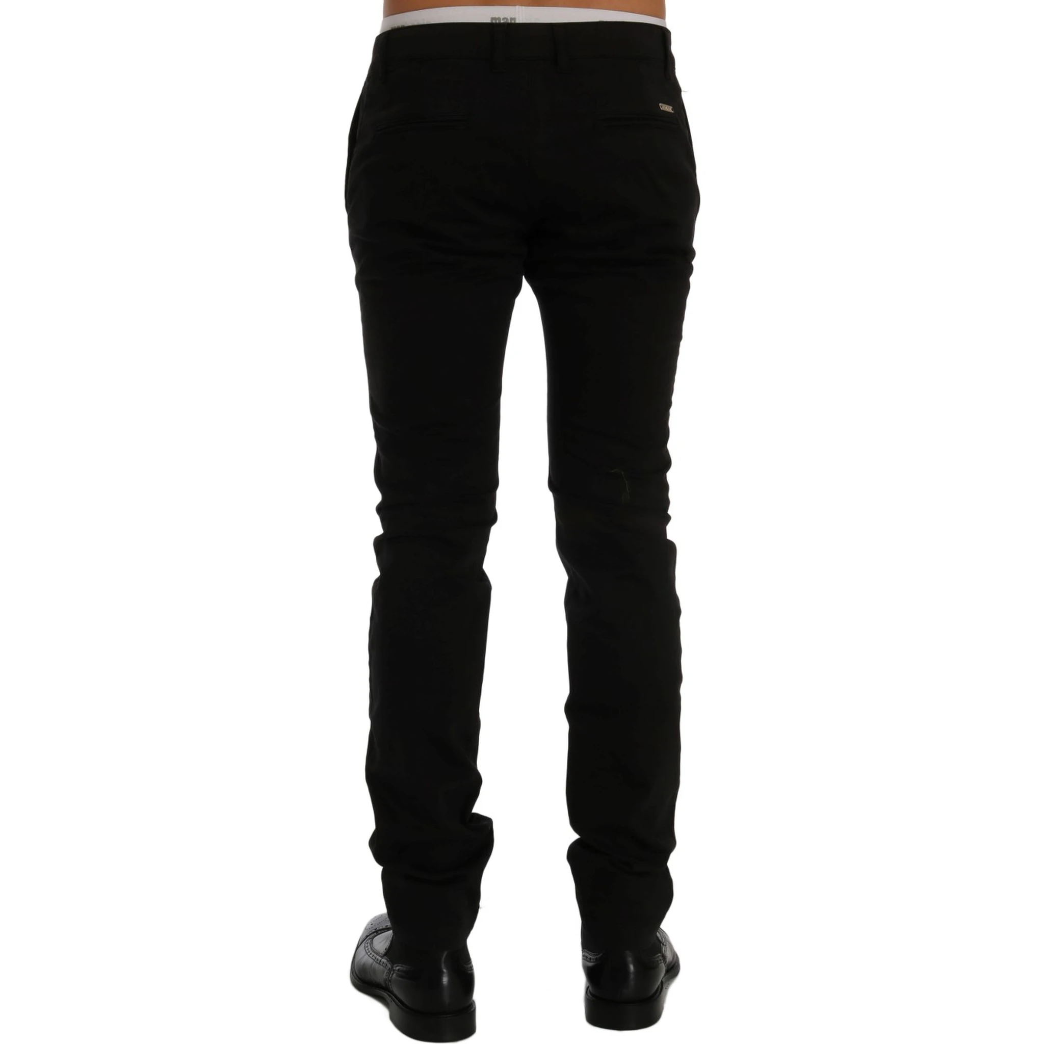 Black Cotton Stretch Chinos Pants