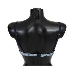 Blue Printed Nylon Reggiseno Bra Underwear