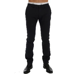 Blue Cotton Stretch Chinos Pants