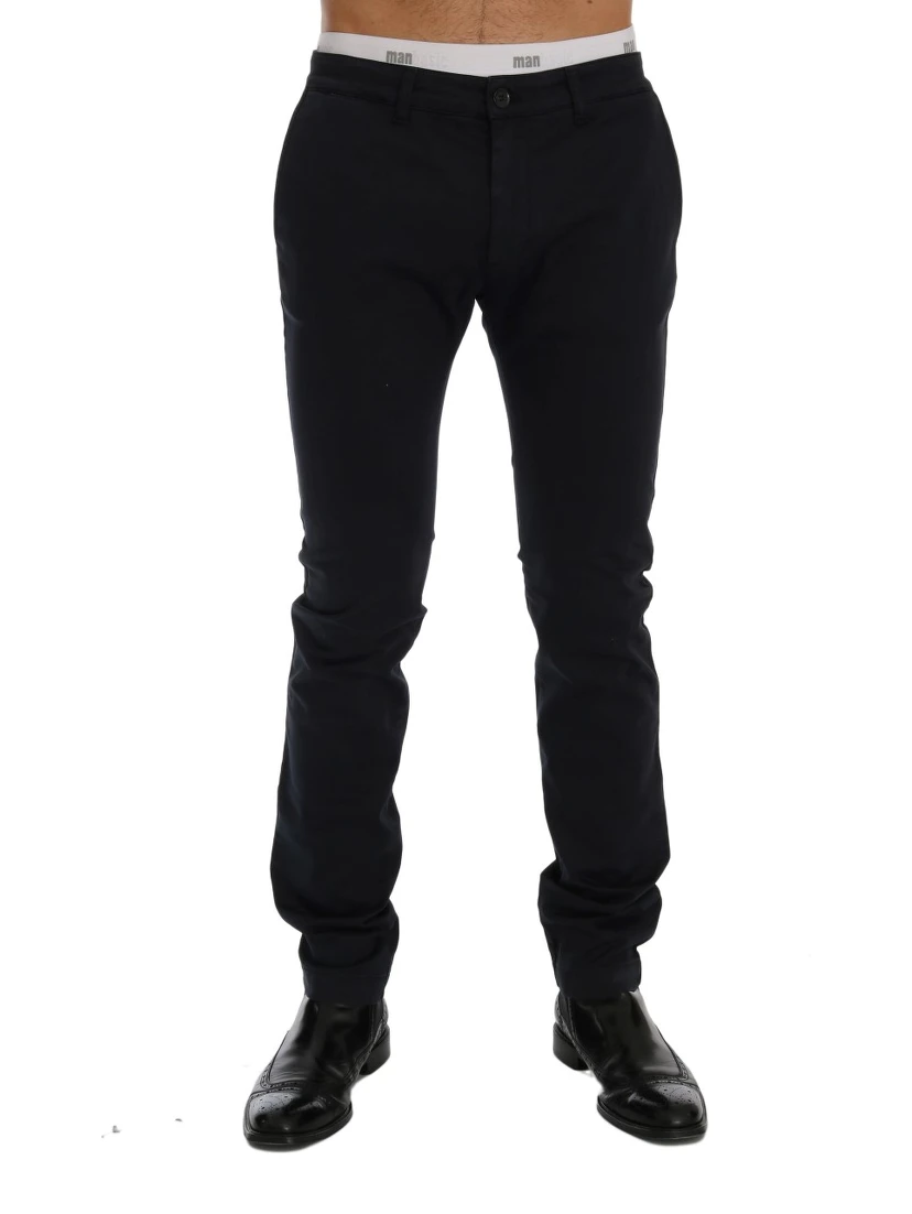 Blue Cotton Stretch Chinos Pants