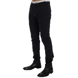 Blue Cotton Stretch Chinos Pants