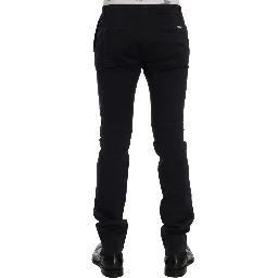 Blue Cotton Stretch Chinos Pants