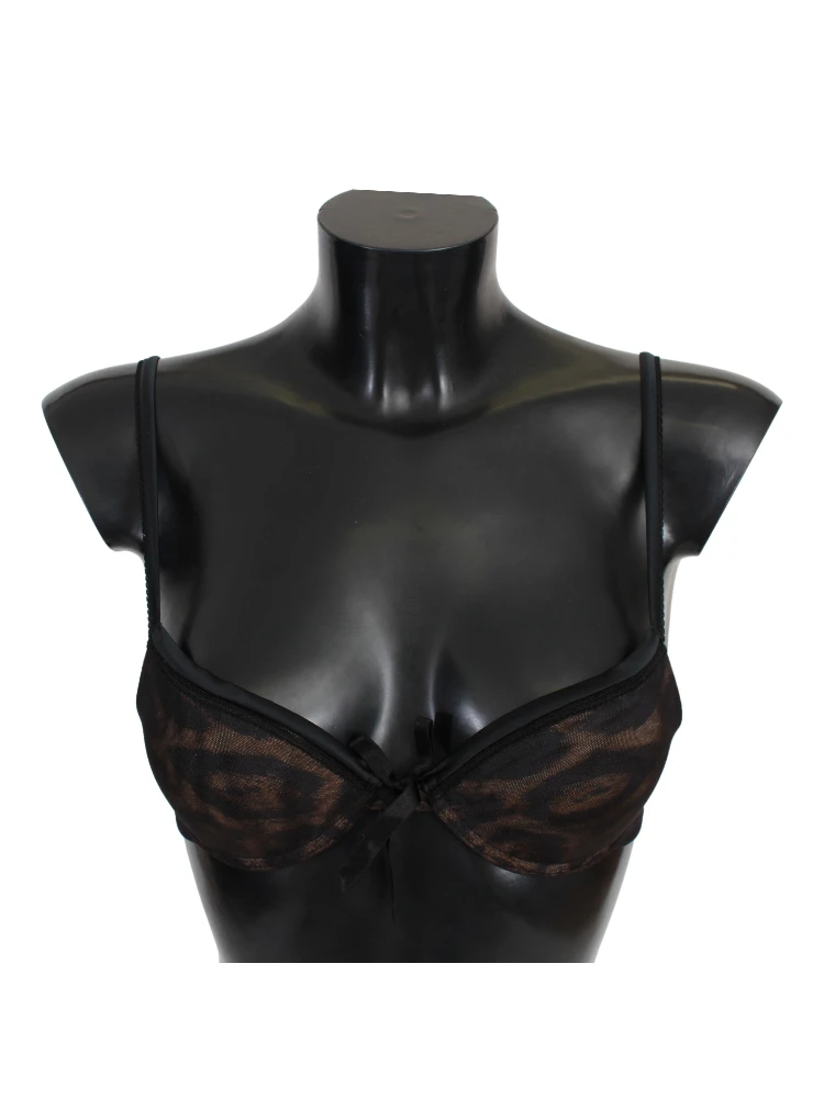 Black Leopard Nylon Push Up Bra Underwear