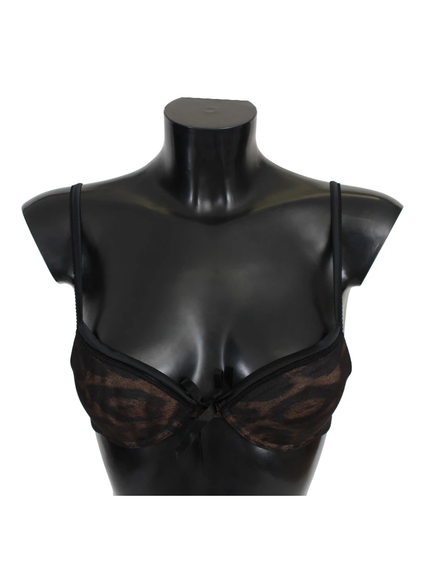 Black Leopard Nylon Push Up Bra Underwear