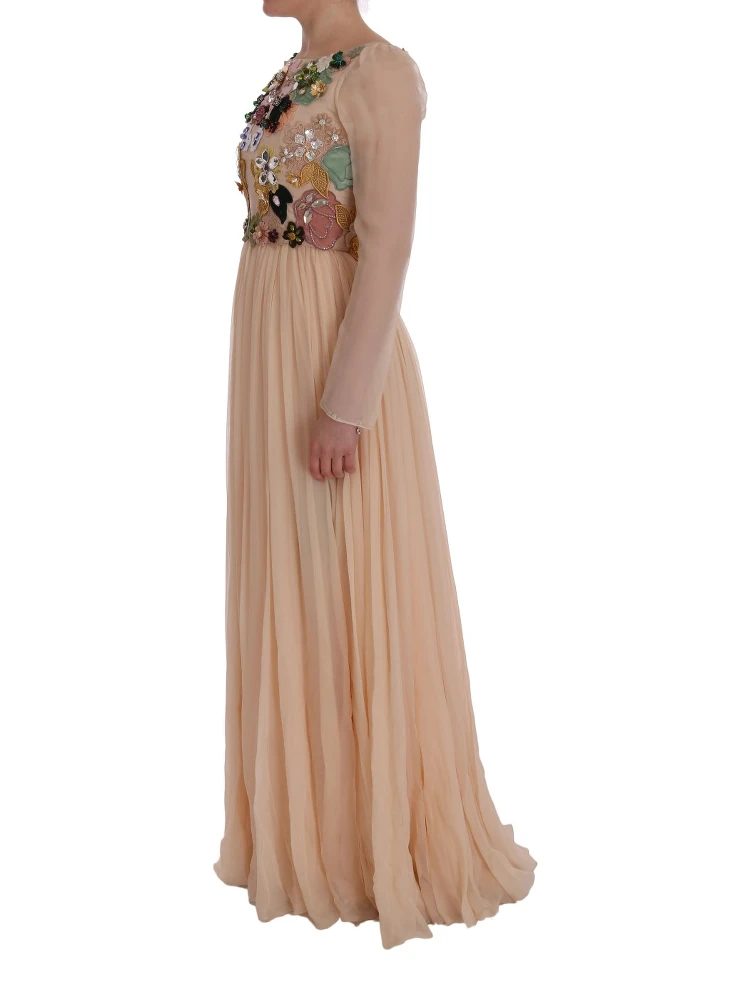 Pink Silk Floral Crystal Maxi Gown Dress alternative