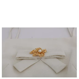 White Wool Stretch Brooch Shift Dress
