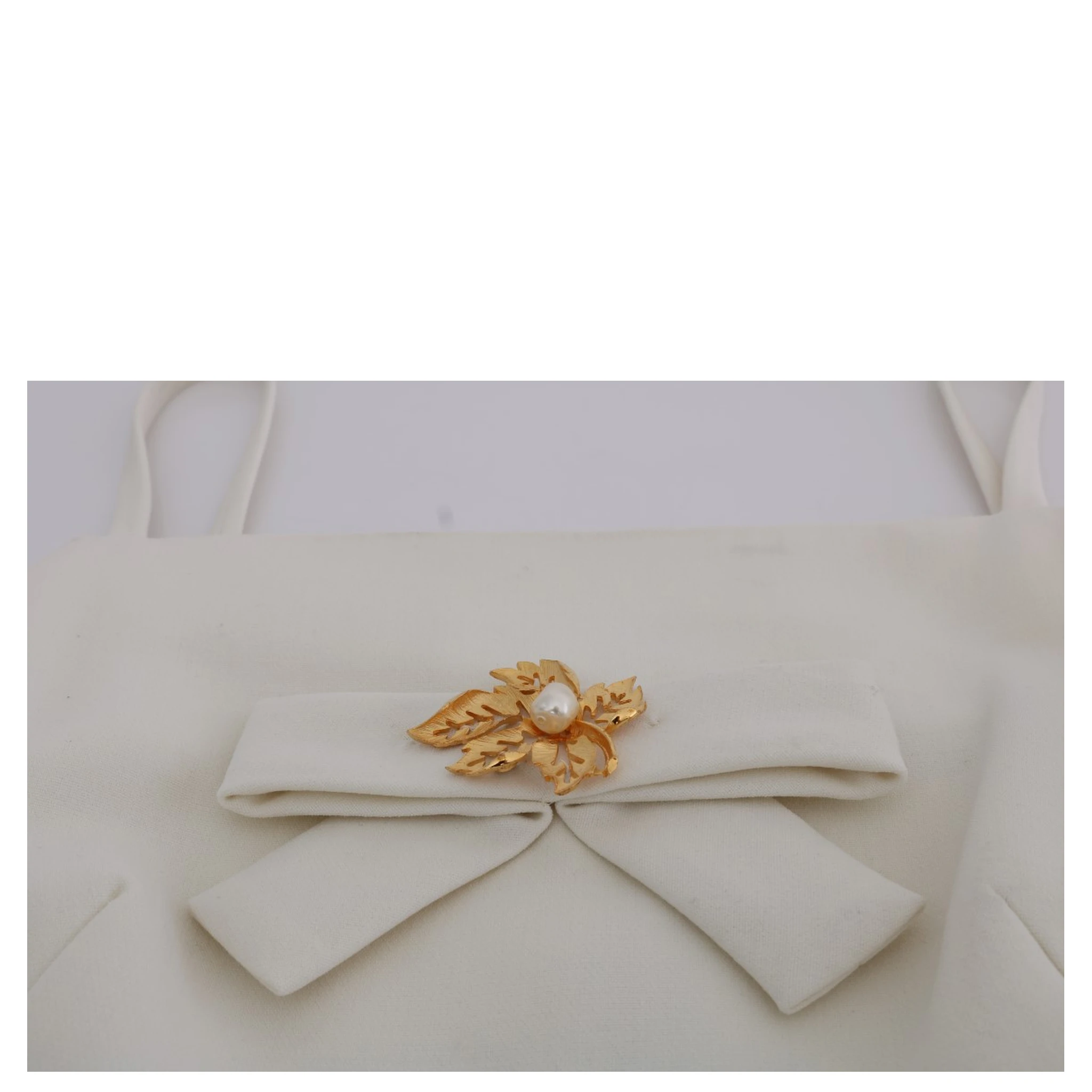 White Wool Stretch Brooch Shift Dress