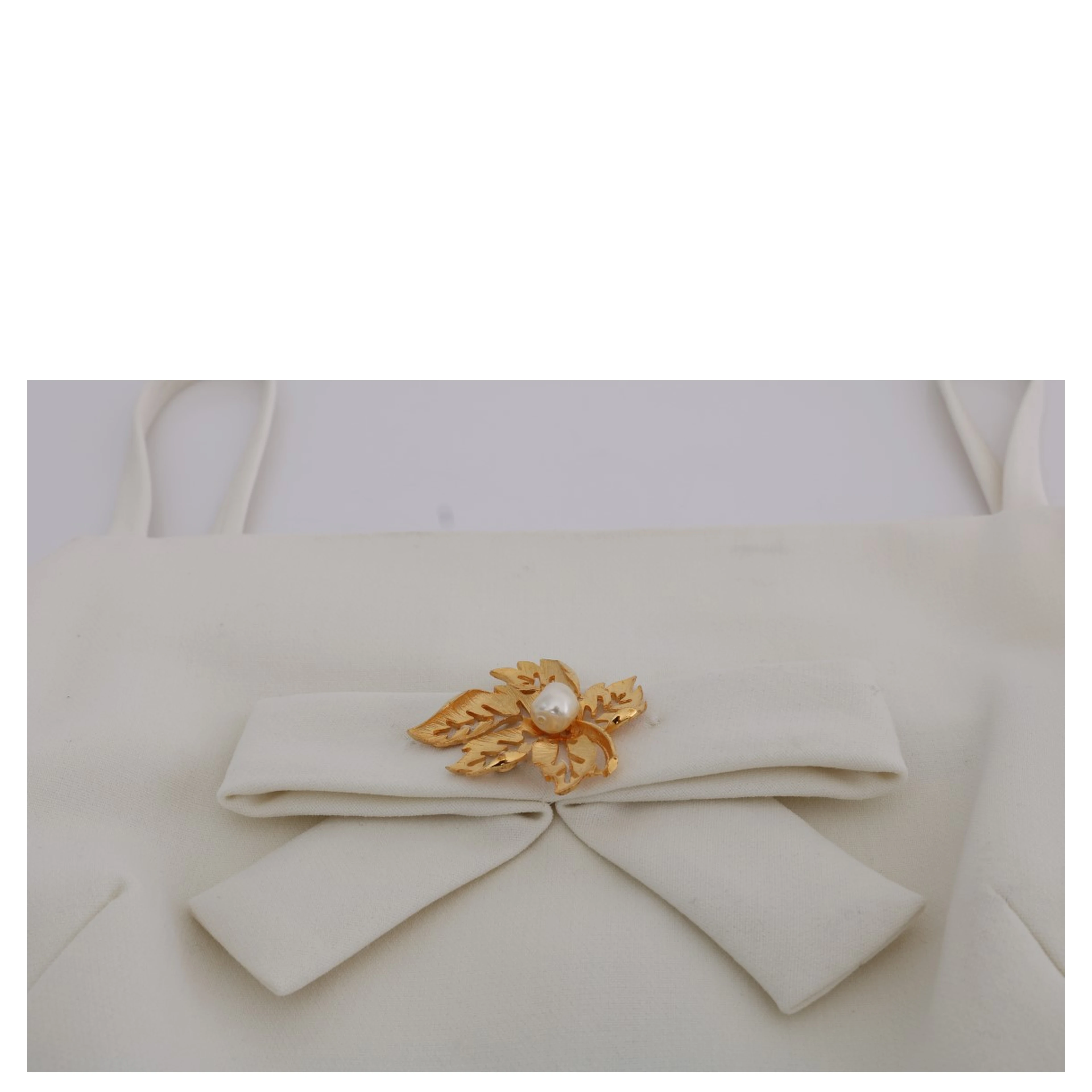White Wool Stretch Brooch Shift Dress