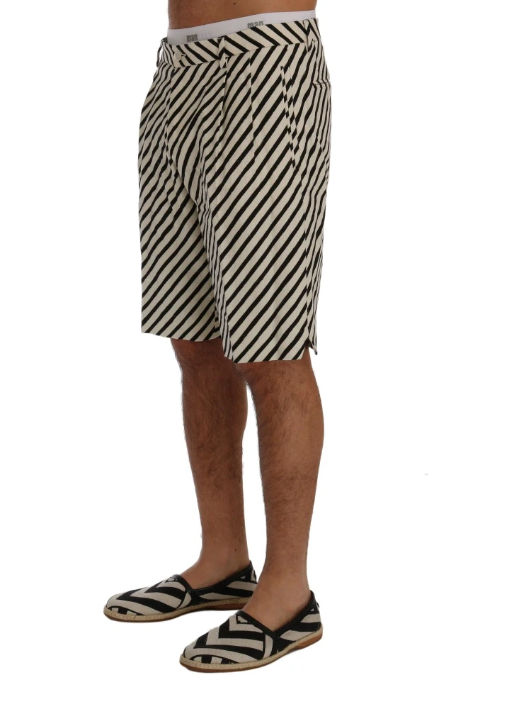 White Black Striped Hemp Casual Shorts alternative