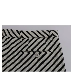 White Black Striped Hemp Casual Shorts