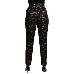 Black Gold Brocade High Waist Pants
