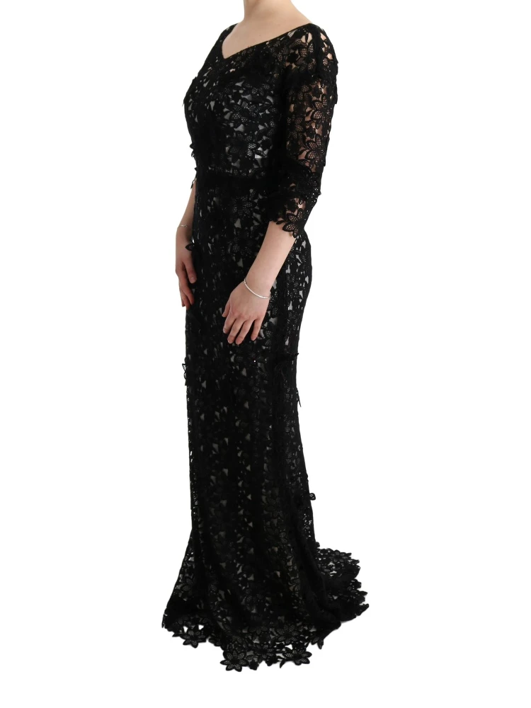 Black Cotton Silk Floral Long Dress alternative