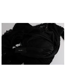 Black Floral Ricamo Sheath Long Dress