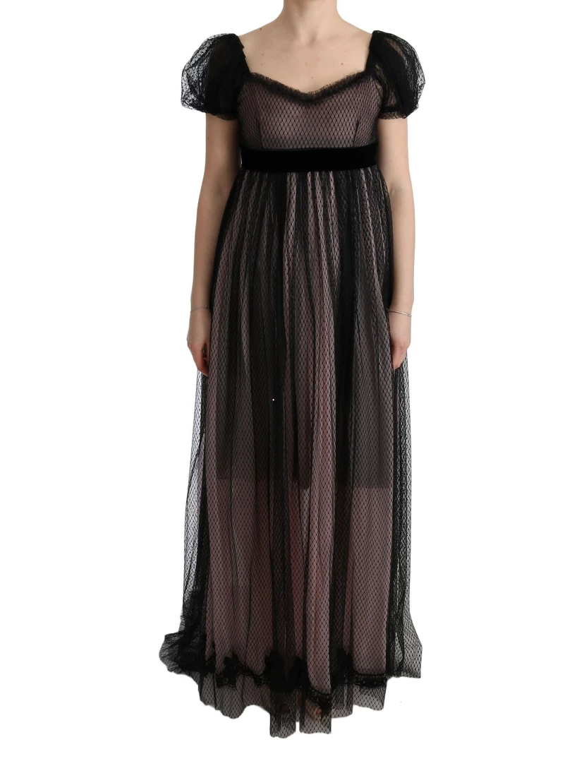 Black Pink Silk Long Shift Dress