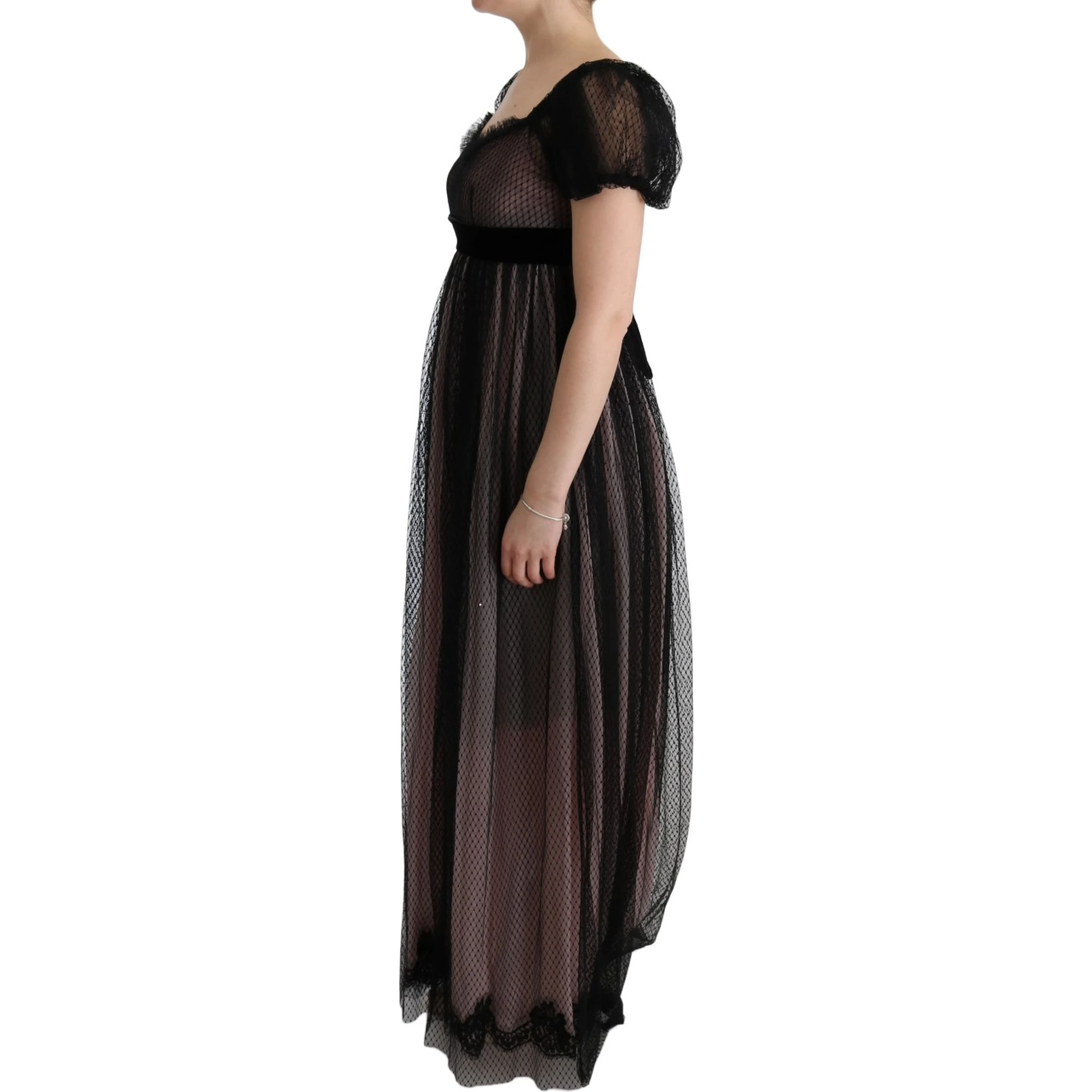 Black Pink Silk Long Shift Dress