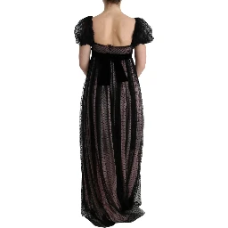 Black Pink Silk Long Shift Dress