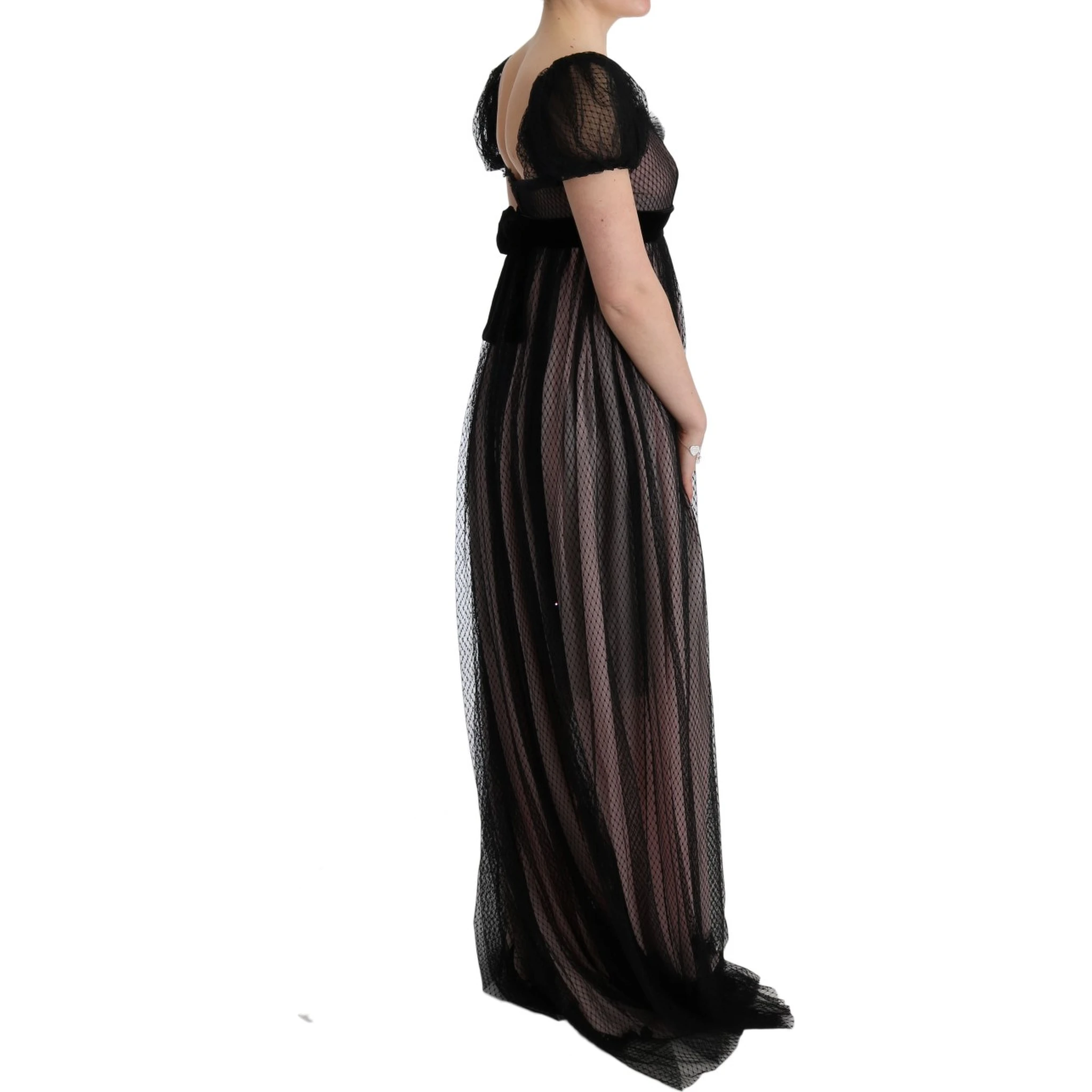 Black Pink Silk Long Shift Dress
