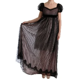 Black Pink Silk Long Shift Dress