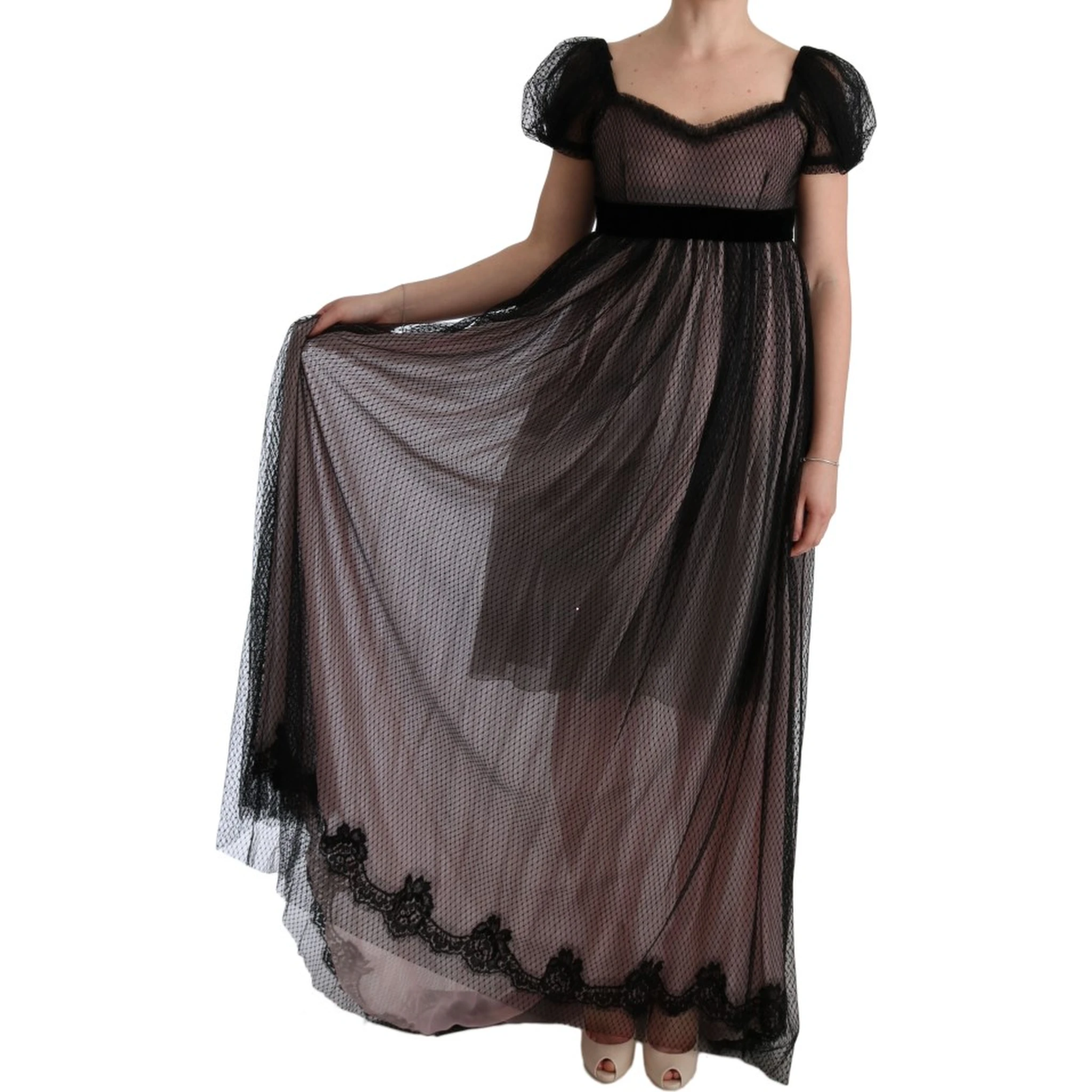 Black Pink Silk Long Shift Dress