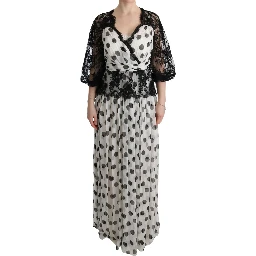 Black White Polka Dotted Floral Dress