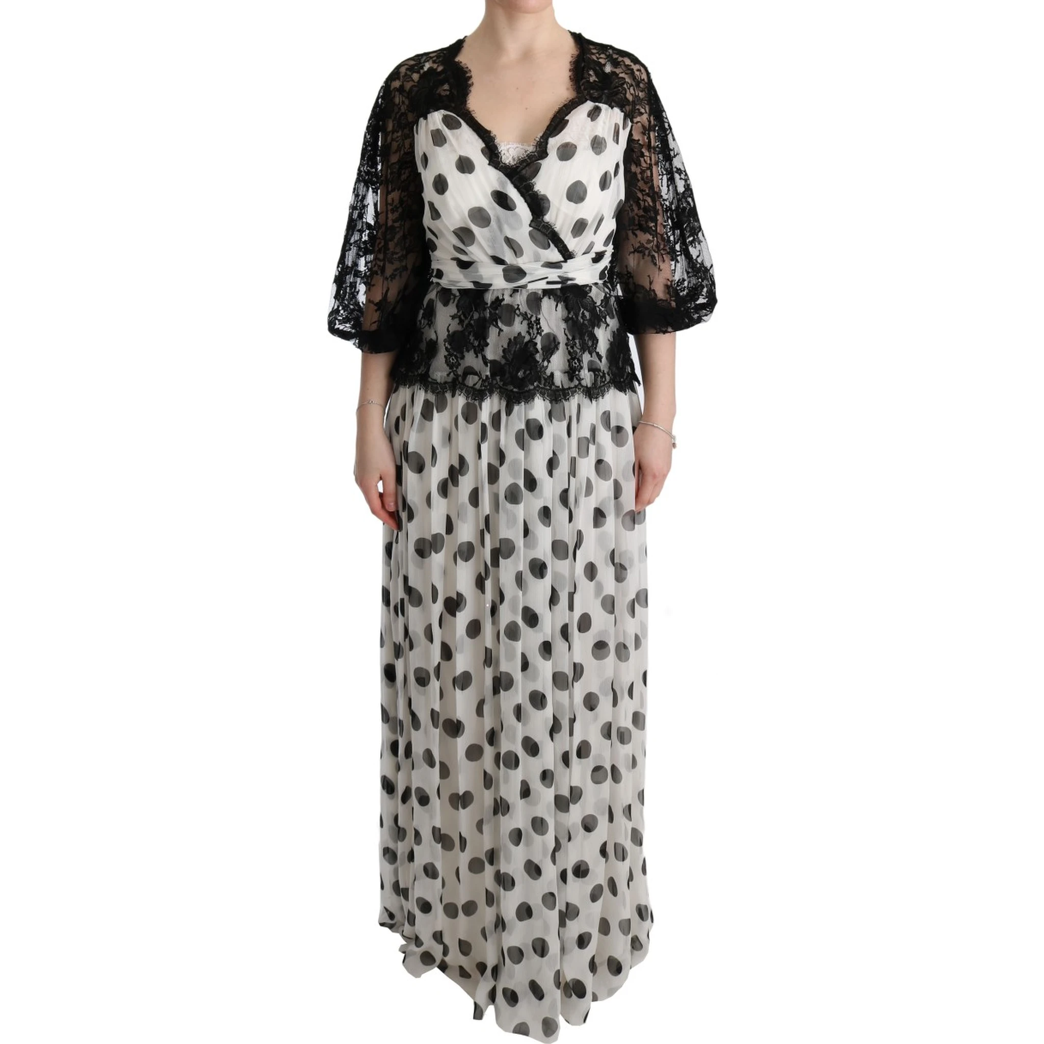 Black White Polka Dotted Floral Dress