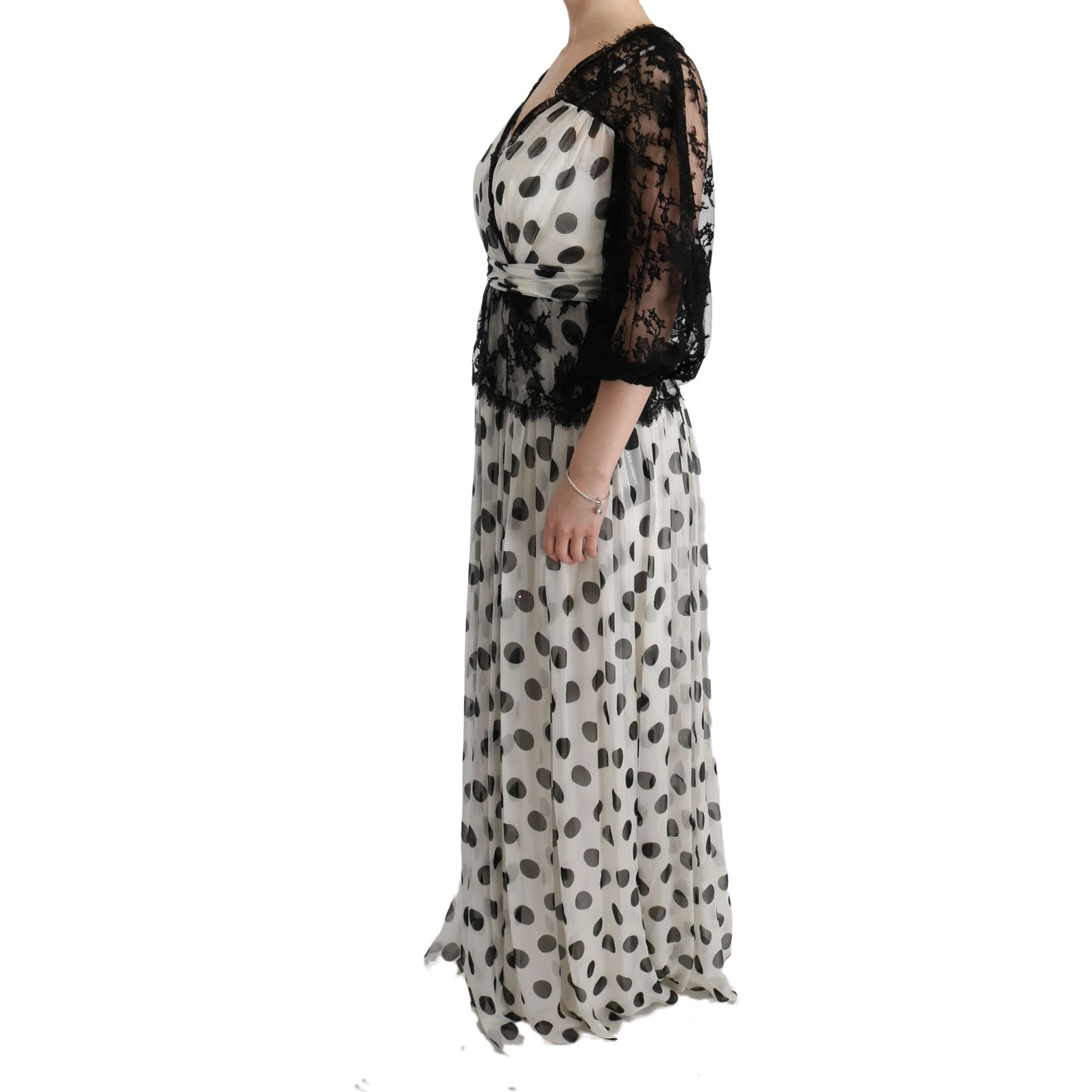 Black White Polka Dotted Floral Dress