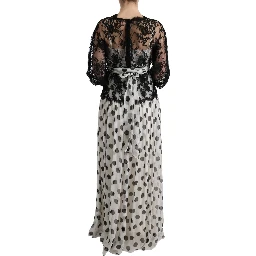 Black White Polka Dotted Floral Dress