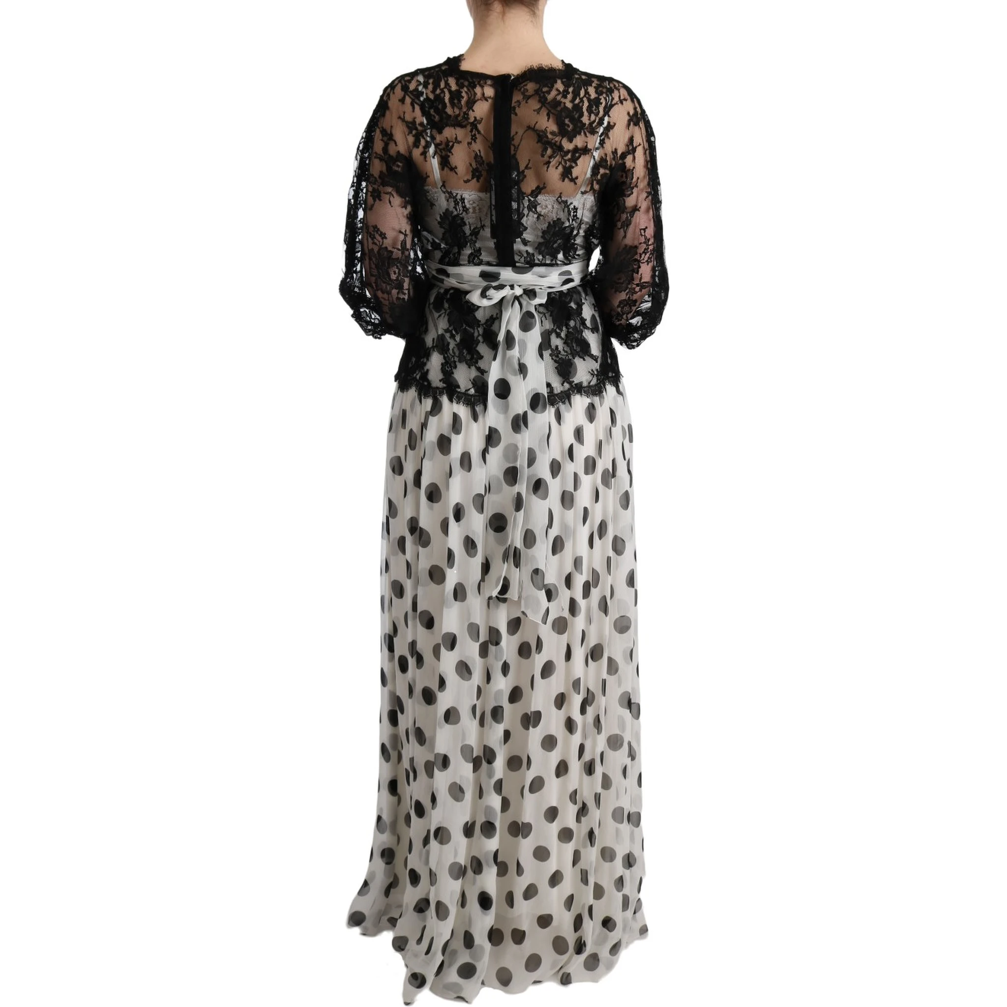 Black White Polka Dotted Floral Dress