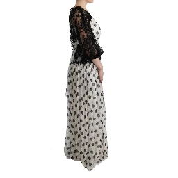 Black White Polka Dotted Floral Dress