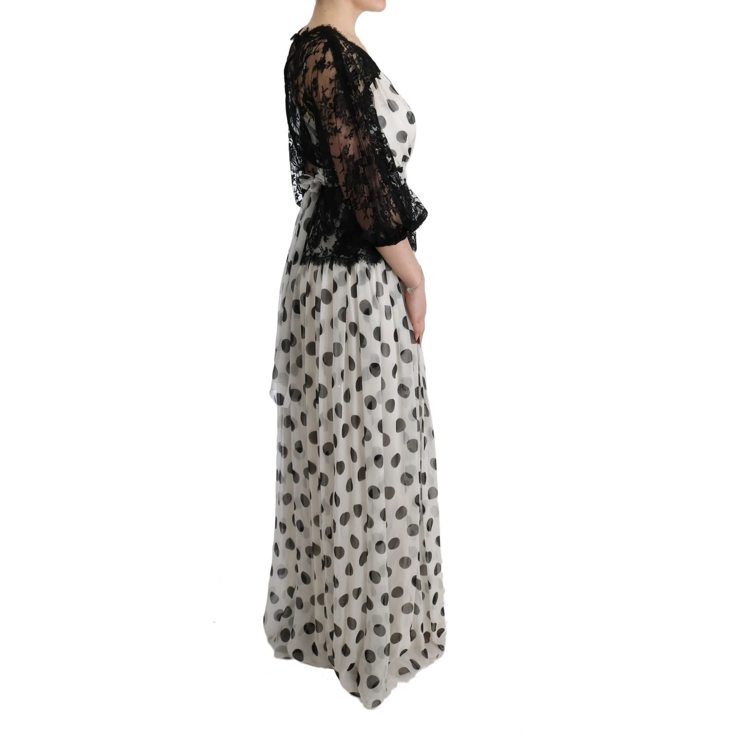 Black White Polka Dotted Floral Dress