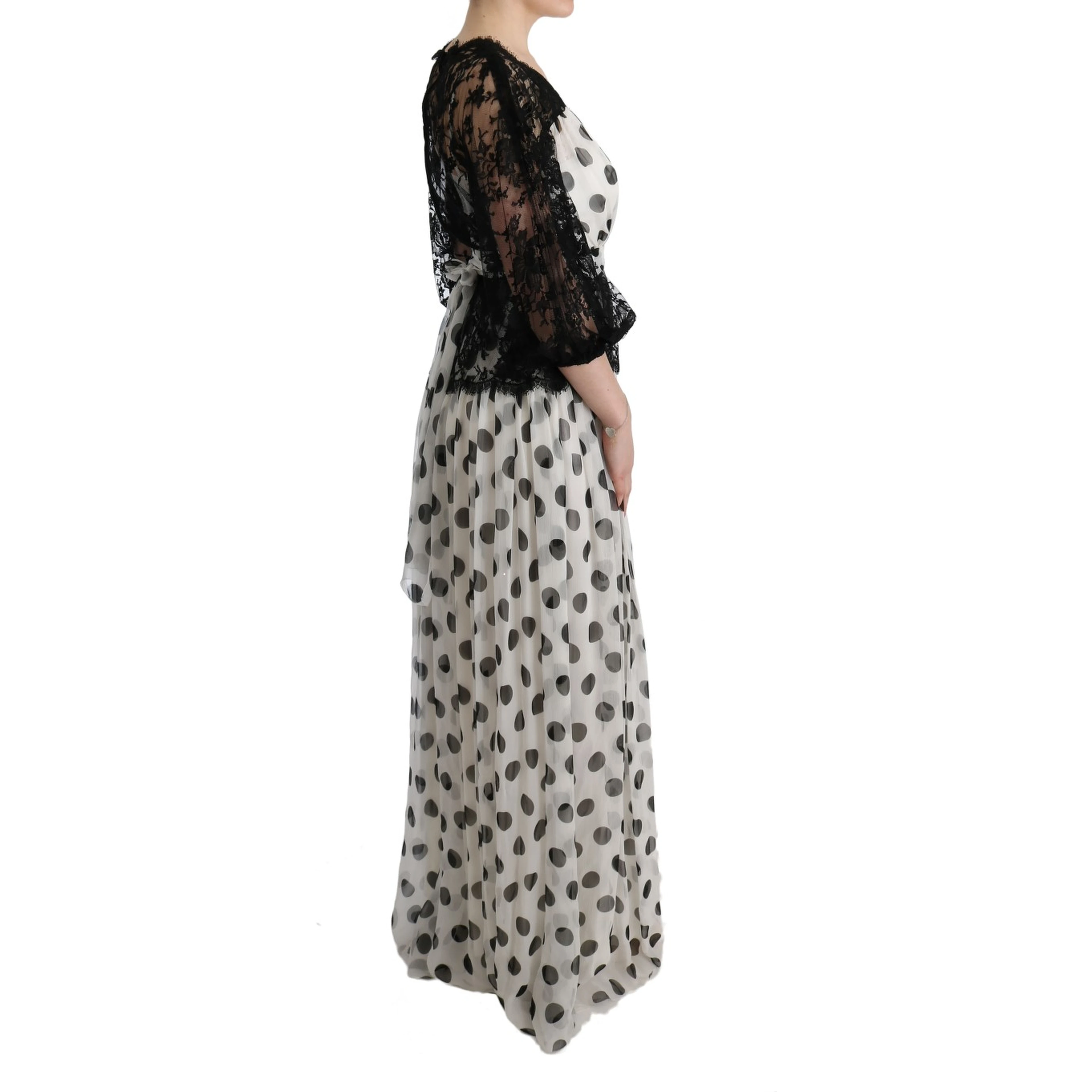 Black White Polka Dotted Floral Dress