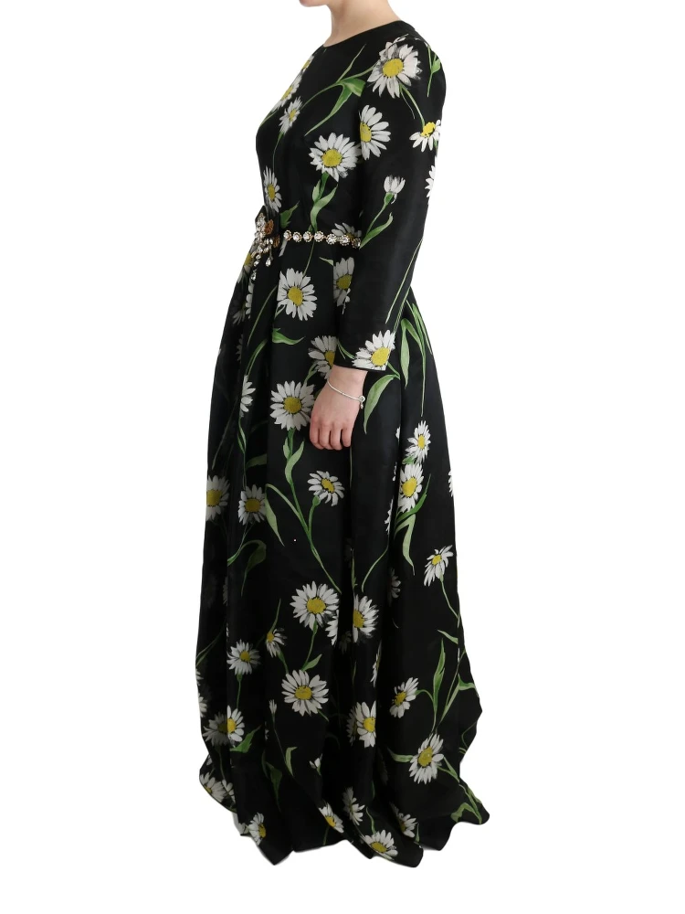 Multicolor Silk Sunflower Print Long Maxi Dress alternative