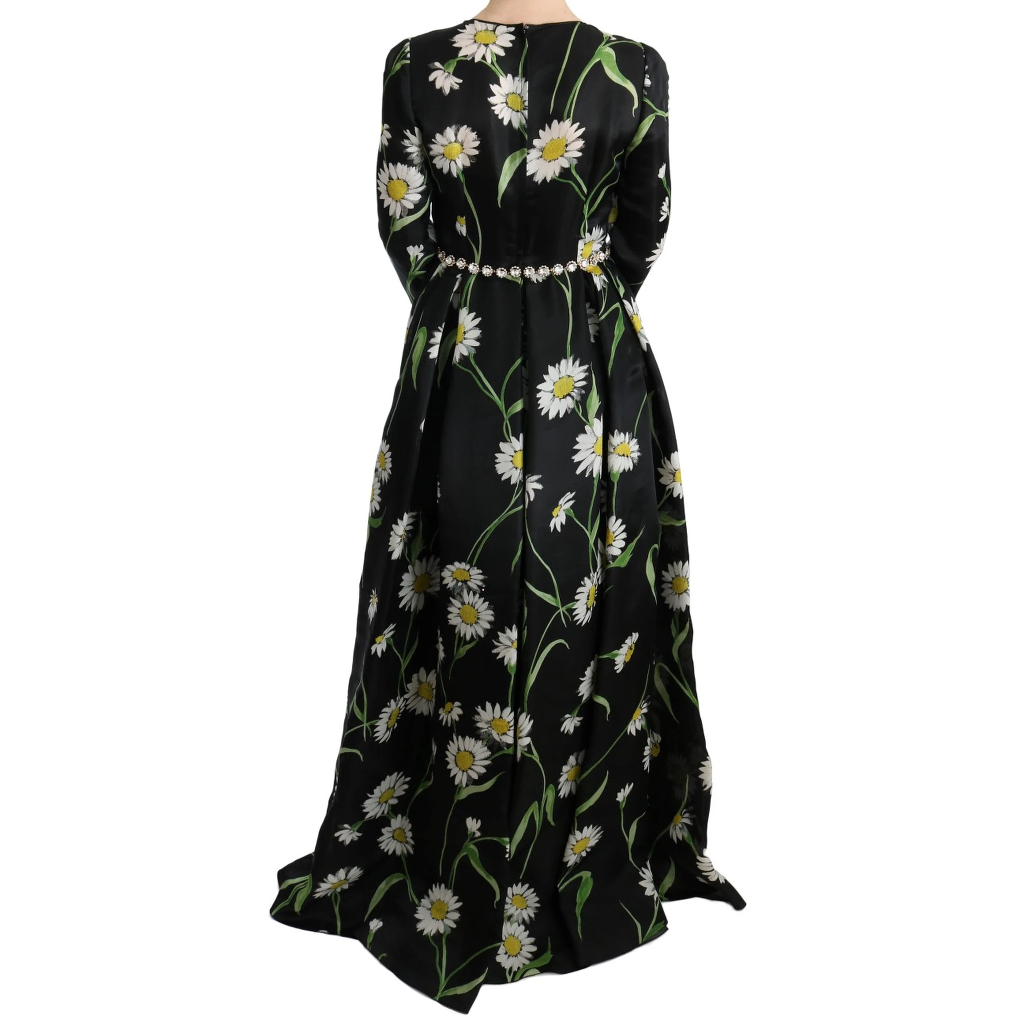 Multicolor Silk Sunflower Print Long Maxi Dress