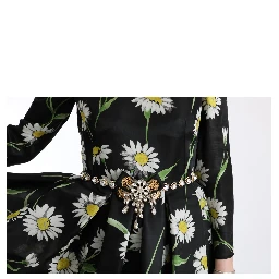 Multicolor Silk Sunflower Print Long Maxi Dress