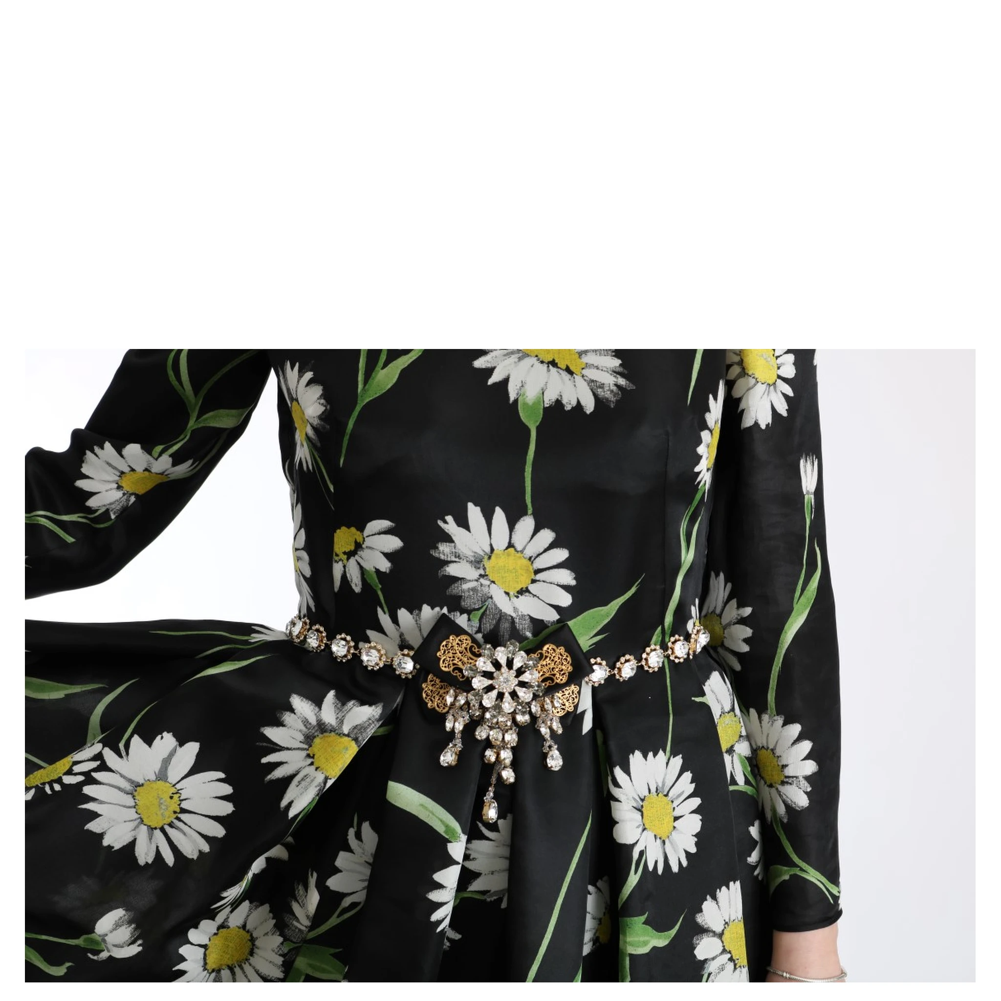 Multicolor Silk Sunflower Print Long Maxi Dress