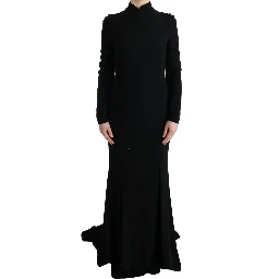 Black Stretch Long Gown Sheath Dress