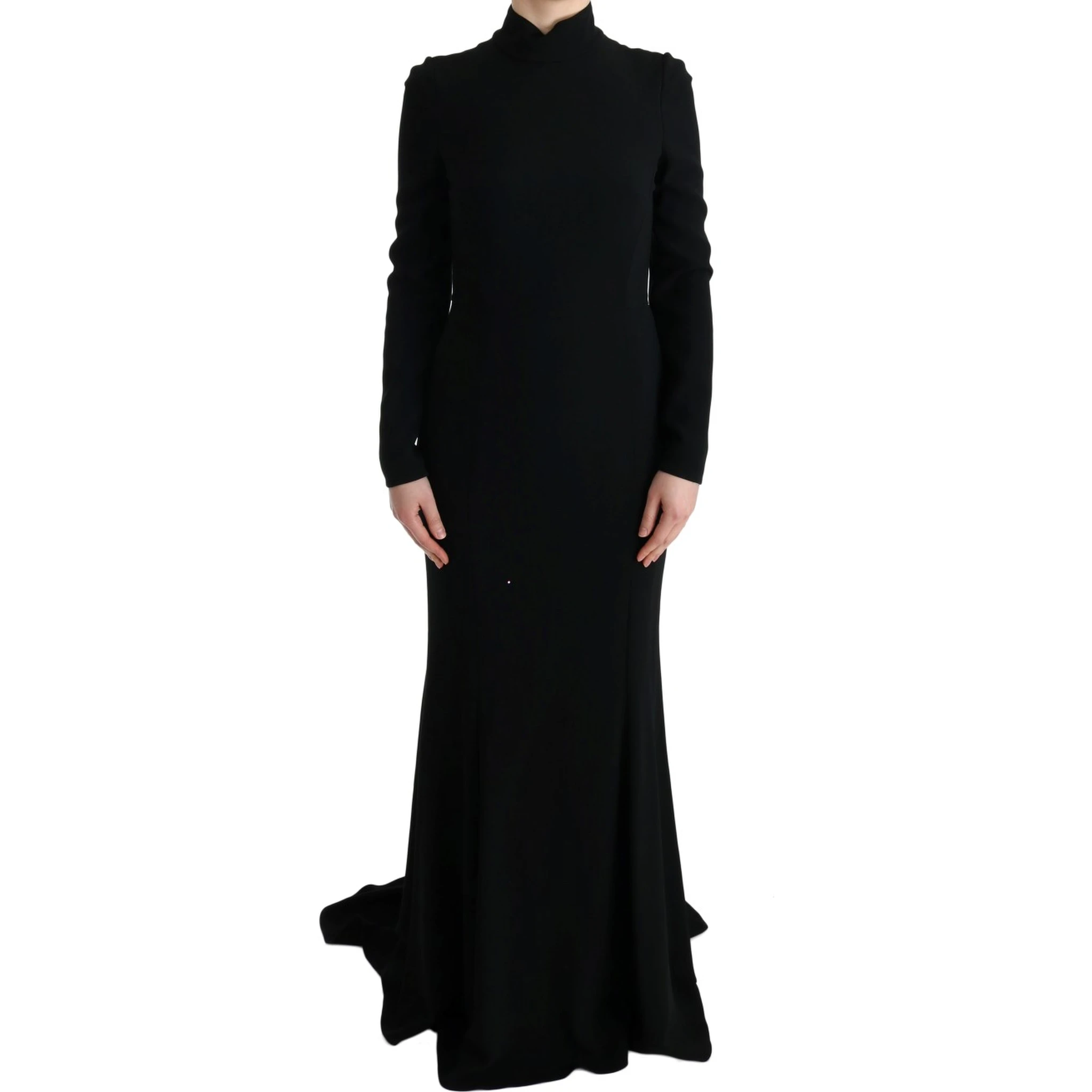 Black Stretch Long Gown Sheath Dress