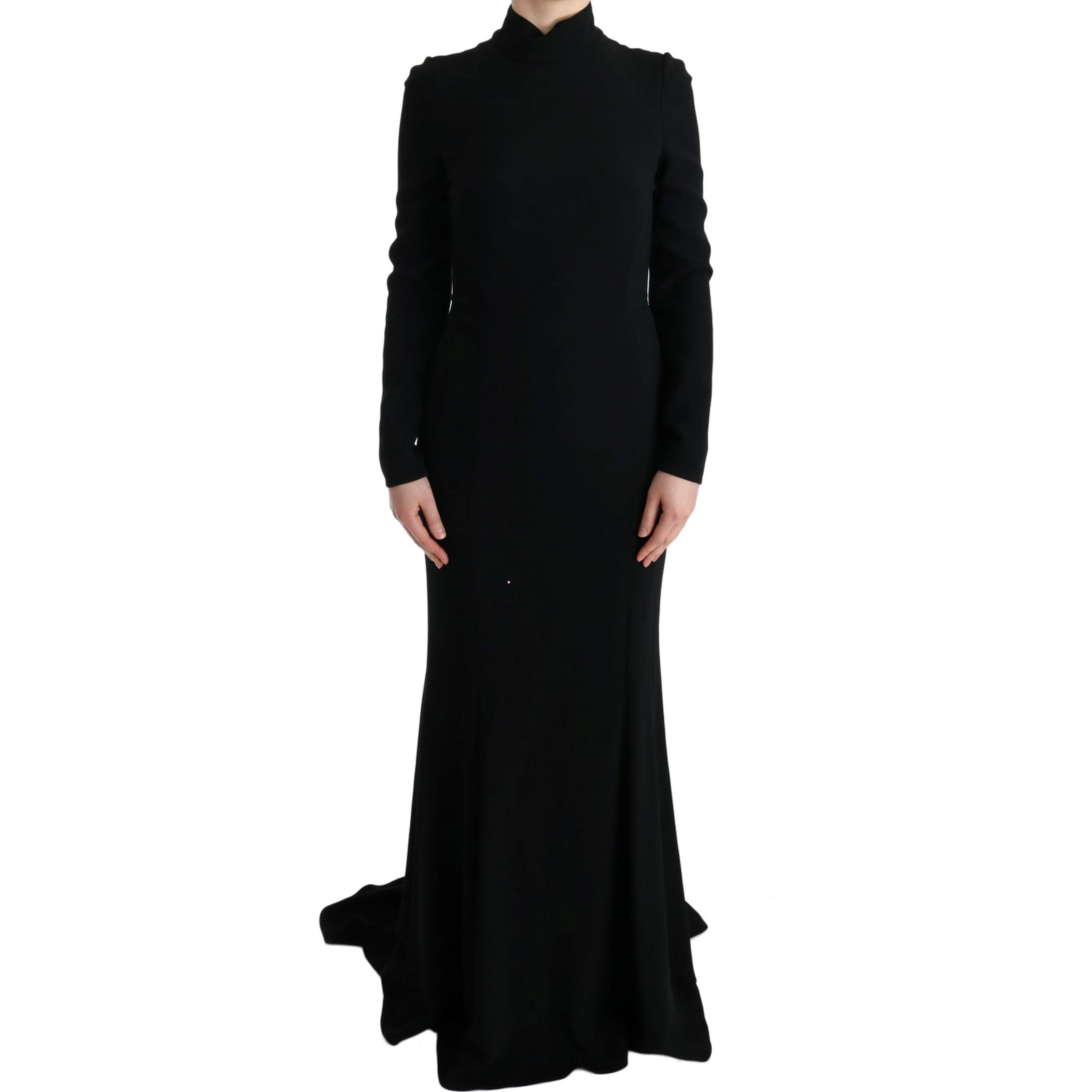 Black Stretch Long Gown Sheath Dress